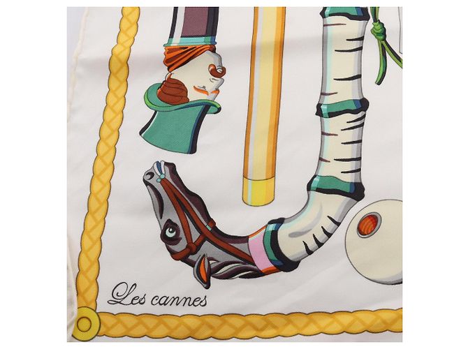 Hermès Hermes Carre 90 Les Cannes Seidentuch Weiß Mehrfarben - Ansicht 6