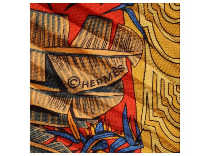 Hermès Foulard Hermes Carre Plissé Les Legendes de l'Arbre Rosso Multicolore - vista 2