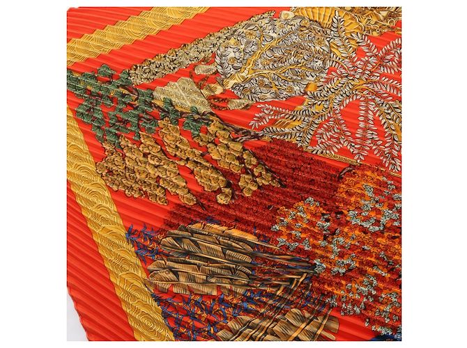 Hermès Foulard Hermes Carre Plissé Les Legendes de l'Arbre Rosso Multicolore - vista 6