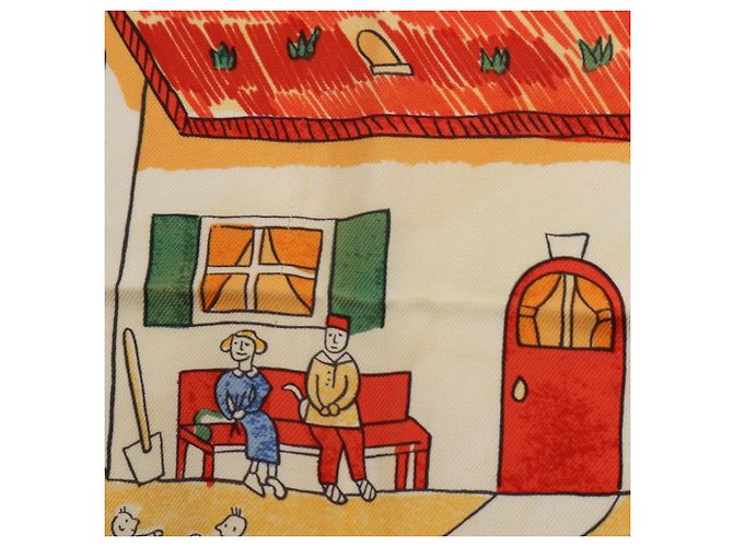 Hermès Foulard Hermes Carre 90 RETOUR A LA TERRE Blu Multicolore - vista 8
