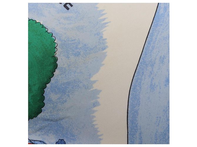 Hermès Foulard Hermes Carre 90 RETOUR A LA TERRE Blu Multicolore - vista 9