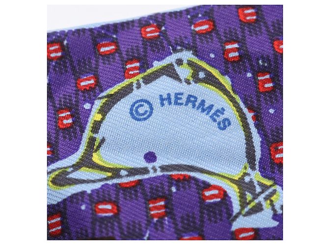 Hermès Hermes Twilly Le Boubou H Ribbon Scarf Muffler Blu Multicolore - vista 4