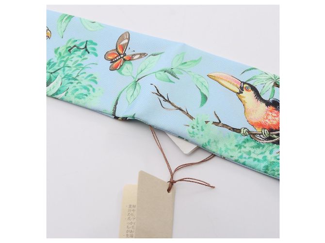 Hermès Hermes Twilly Equateur Seidentuch Blau Mehrfarben - Ansicht 6