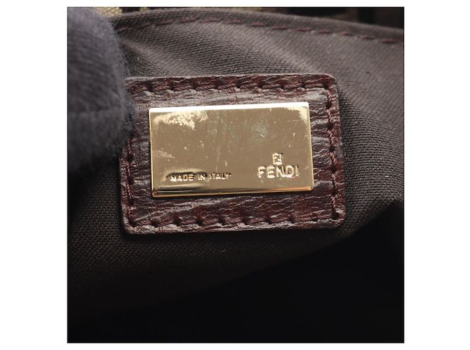 Borsa a spalla Fendi Zucchino Marrone Beige - vista 4