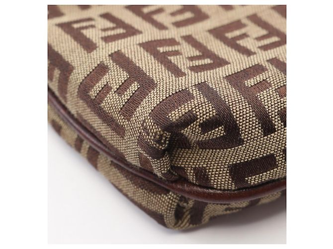 Borsa a spalla Fendi Zucchino Marrone Beige - vista 5