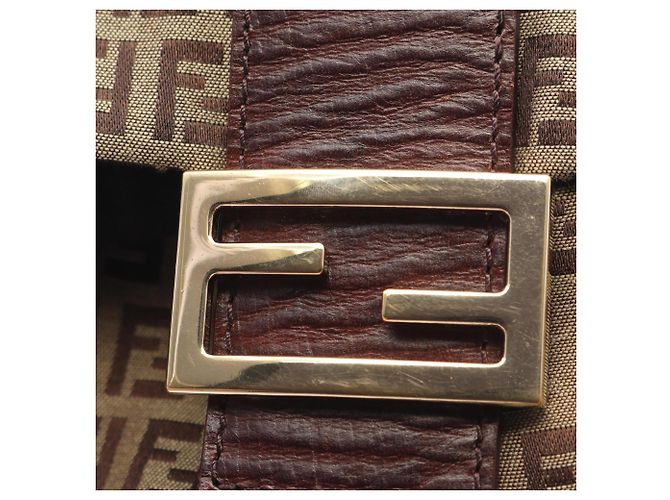 Borsa a spalla Fendi Zucchino Marrone Beige - vista 8