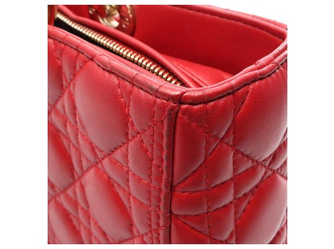 Borsa Christian Dior Dior Lady Large in pelle rossa Rosso - vista 12