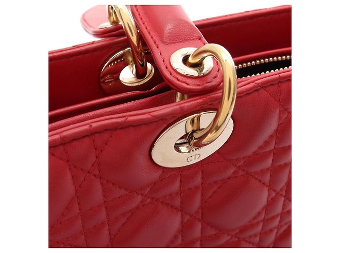 Borsa Christian Dior Dior Lady Large in pelle rossa Rosso - vista 13