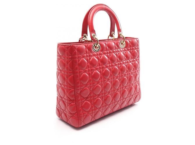 Borsa Christian Dior Dior Lady Large in pelle rossa Rosso - vista 2