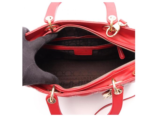 Borsa Christian Dior Dior Lady Large in pelle rossa Rosso - vista 3