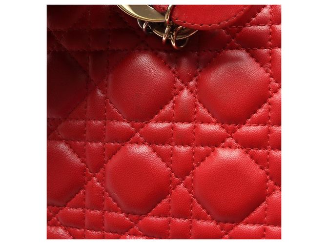 Borsa Christian Dior Dior Lady Large in pelle rossa Rosso - vista 7