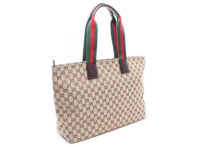 Gucci Webbing Line Tote Bag Brown Multiple colors Beige - view 2