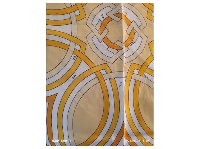 Emilio Pucci Foulard in seta stampato Bianco Beige Giallo - vista 5