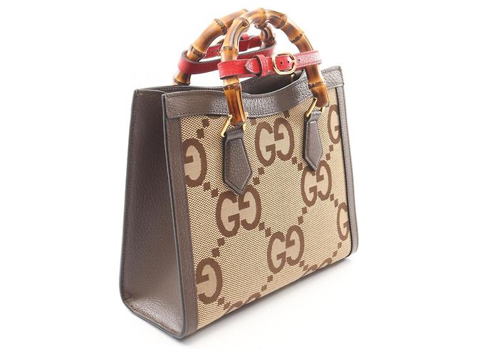 Bolso de mano 2-Way Gucci Diana Jumbo GG Castaño Beige - vista 2