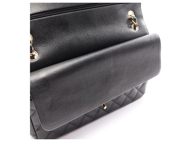 Borsa a tracolla Chanel Large Matelassé 30 Classic Double Flap Nero - vista 8