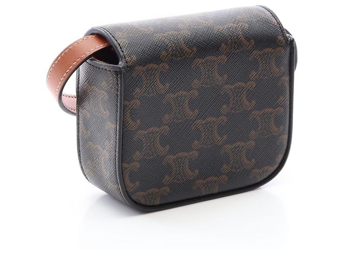 Céline Celine Mini Claude Triomphe Schultertasche Braun Schwarz - Ansicht 2