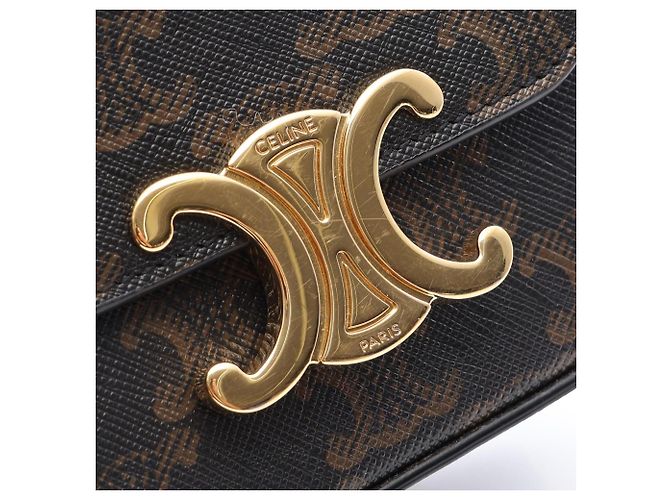 Céline Celine Mini Claude Triomphe Schultertasche Braun Schwarz - Ansicht 5
