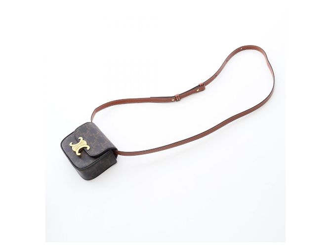 Céline Celine Mini Claude Triomphe Schultertasche Braun Schwarz - Ansicht 7