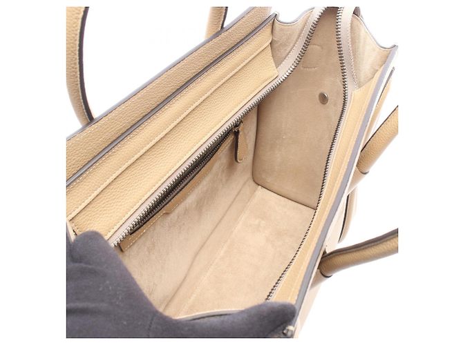 Céline Borsa a mano Celine Luggage Micro Shopper Beige - vista 3