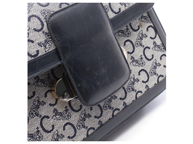 Céline Borsa a tracolla Celine C Macadam Carriage Hardware Marrone Blu navy - vista 7