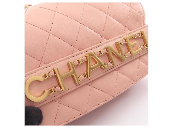 Borsa a spalla Chanel Matelassé Logo Rosa - vista 6