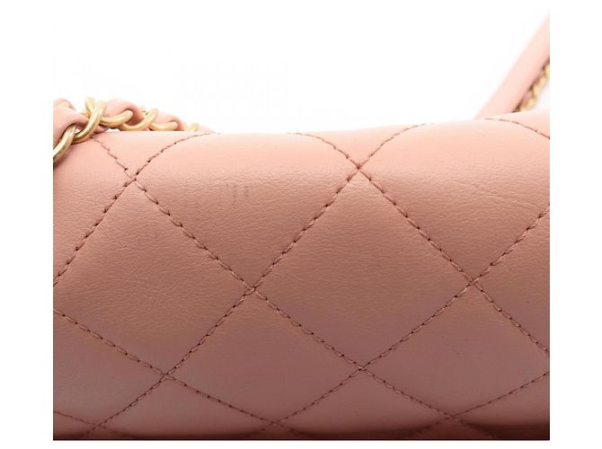 Borsa a spalla Chanel Matelassé Logo Rosa - vista 9