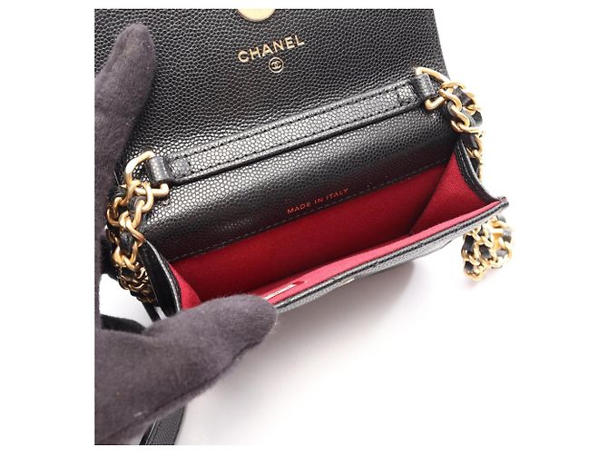 Portacarte Chanel in vitello granulato nero - vista 3