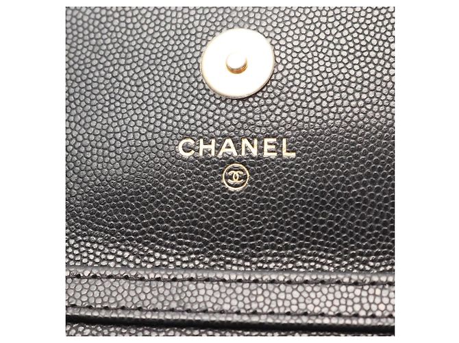 Portacarte Chanel in vitello granulato nero - vista 4