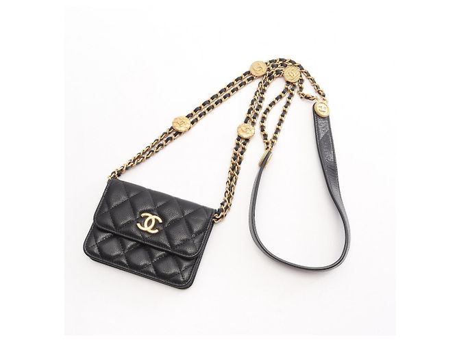 Portacarte Chanel in vitello granulato nero - vista 7
