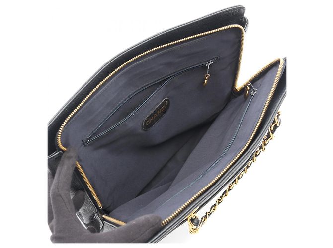 Borsa a mano Chanel in tela blu navy - vista 3