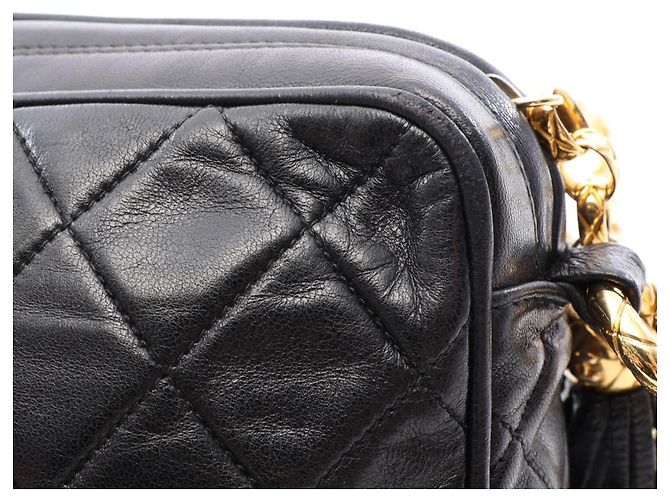 Borsa a tracolla Chanel Matelassé con frange e catena Nero - vista 6