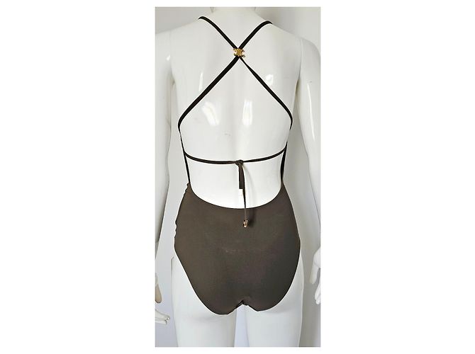 Céline Celine Triomphe Einteiler-Badeanzug in Olive Braun - Ansicht 3
