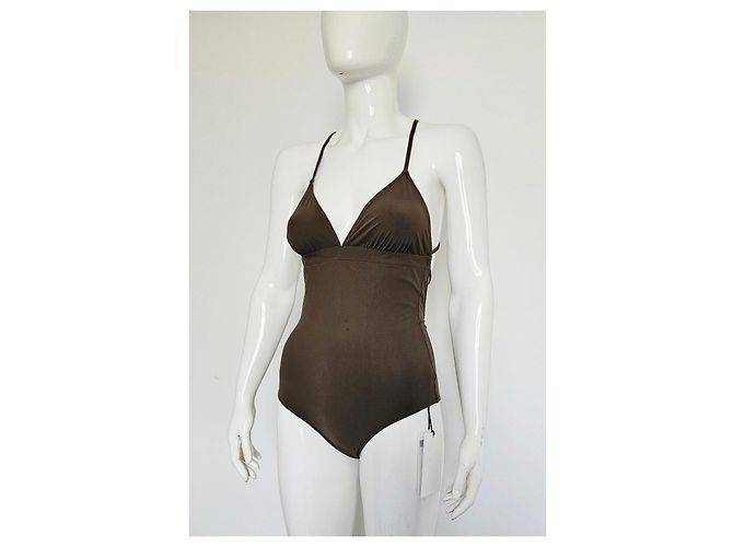 Céline Celine Triomphe Einteiler-Badeanzug in Olive Braun - Ansicht 9
