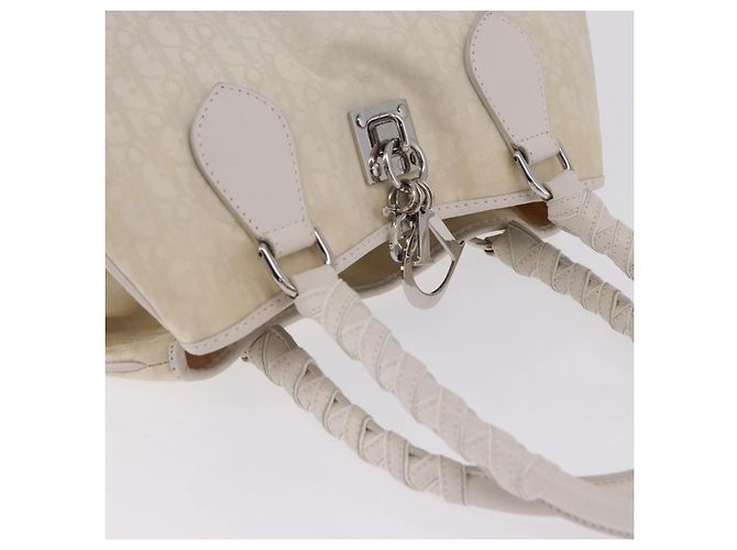 Borsa a mano Christian Dior Trotter Canvas Ivory Silver Auth 195788V Argento Crudo - vista 6