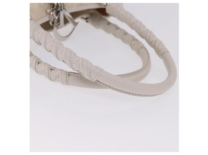Borsa a mano Christian Dior Trotter Canvas Ivory Silver Auth 195788V Argento Crudo - vista 7