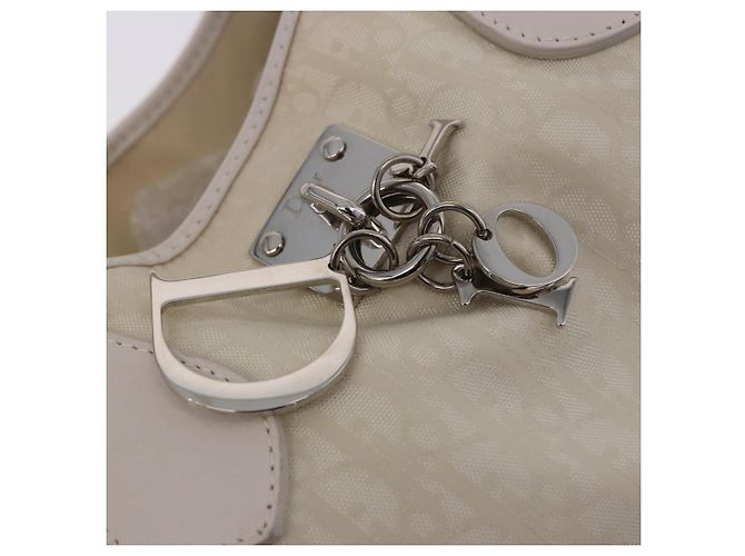 Borsa a mano Christian Dior Trotter Canvas Ivory Silver Auth 195788V Argento Crudo - vista 9