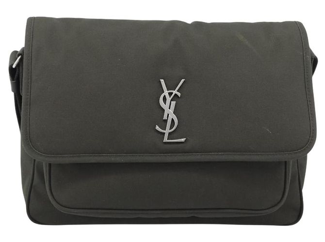 Borsa a tracolla SAINT LAURENT Canvas Khaki Silver 757146 Auth 196092 Argento Cachi - vista 13