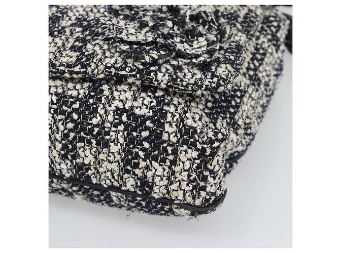 Borsa a tracolla CHANEL Chain Camelia tweed Black Silver CC Auth 196017M Nero Argento - vista 14
