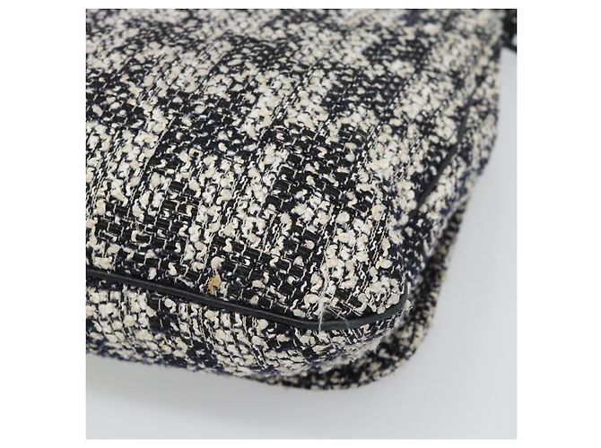 Borsa a tracolla CHANEL Chain Camelia tweed Black Silver CC Auth 196017M Nero Argento - vista 16