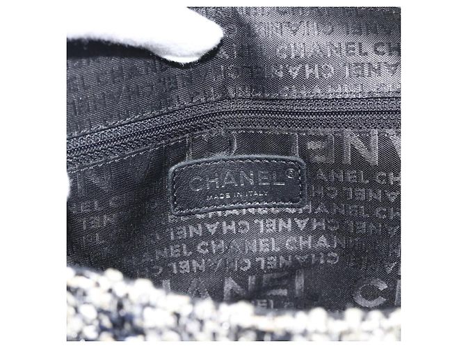 Borsa a tracolla CHANEL Chain Camelia tweed Black Silver CC Auth 196017M Nero Argento - vista 17