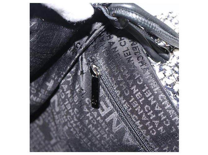 Borsa a tracolla CHANEL Chain Camelia tweed Black Silver CC Auth 196017M Nero Argento - vista 20