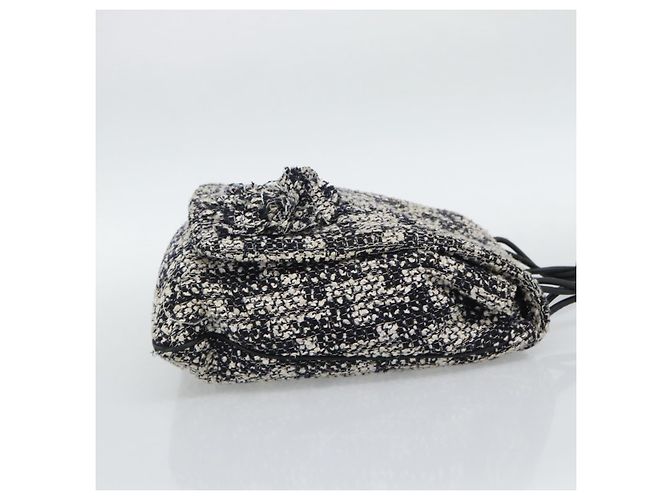 Borsa a tracolla CHANEL Chain Camelia tweed Black Silver CC Auth 196017M Nero Argento - vista 4