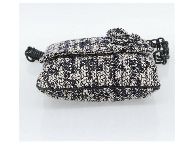 Borsa a tracolla CHANEL Chain Camelia tweed Black Silver CC Auth 196017M Nero Argento - vista 5