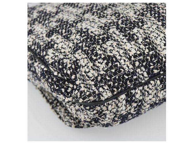 Borsa a tracolla CHANEL Chain Camelia tweed Black Silver CC Auth 196017M Nero Argento - vista 9