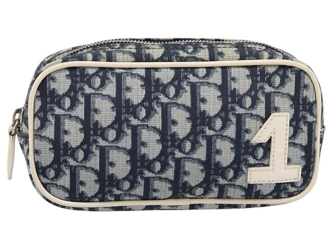 Pouch Christian Dior Trotter PVC Blu Argento Auth 194482 - vista 13