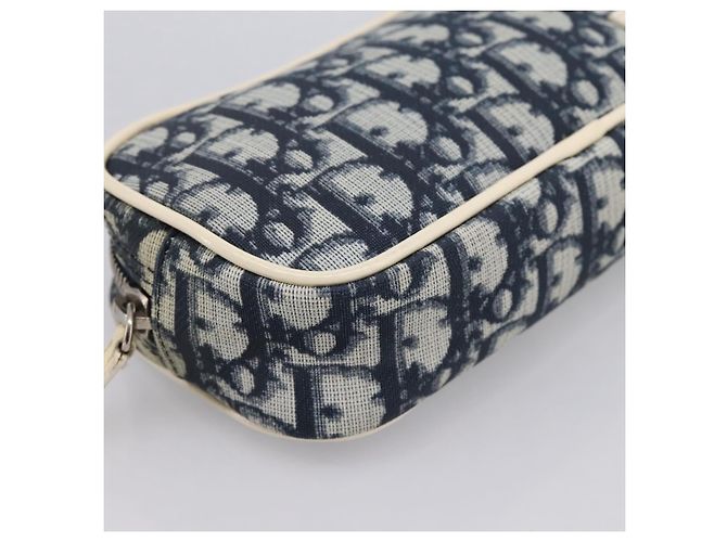 Pouch Christian Dior Trotter PVC Blu Argento Auth 194482 - vista 14