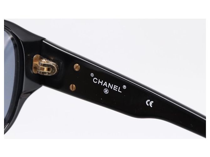 Occhiali da sole CHANEL Plastica Nero Dorato CC Auth BA15021 - vista 10