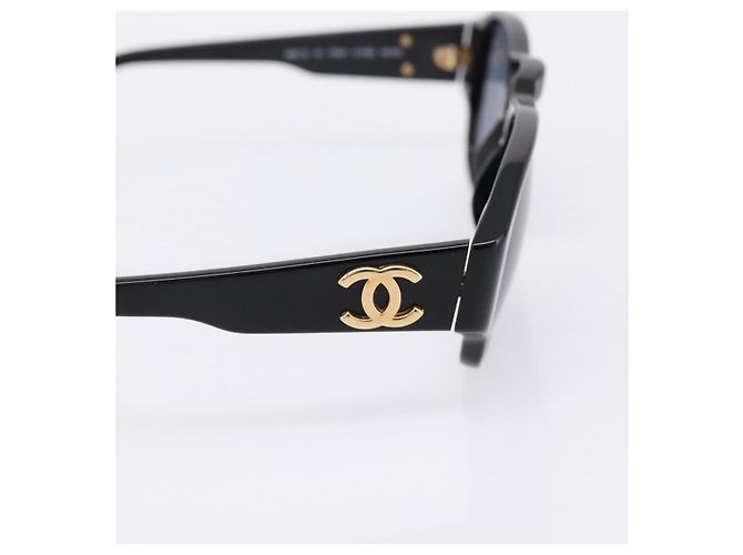Occhiali da sole CHANEL Plastica Nero Dorato CC Auth BA15021 - vista 4