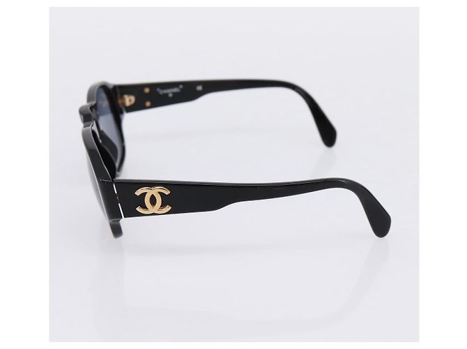Occhiali da sole CHANEL Plastica Nero Dorato CC Auth BA15021 - vista 5