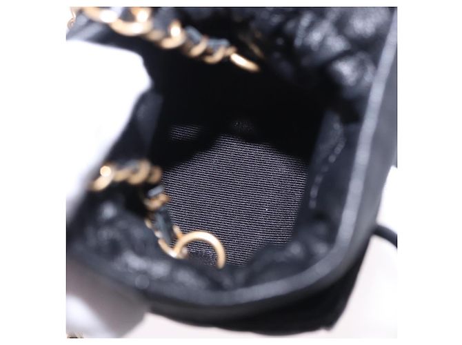 CHANEL Matelasse Chain Shoulder Pouch Lamb Skin Black Gold Tone CC Auth 196469M Nero - vista 11